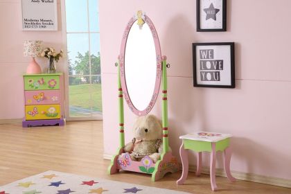 Kids Funnel Olivia the Fairy Girls Wooden Standing Mirror (Color: as Pic)