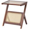 VEVOR Rattan Coffee Table Z-Shaped Rattan Coffee Table 1-Tier for Living Room