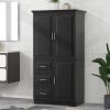 Tall and Wide Storage Cabinet with Doors for Bathroom/Office, Three Drawers