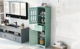 Tall Bathroom Cabinet;  Freestanding Storage Cabinet with Drawer and Doors;  MDF Board;  Acrylic Door;  Adjustable Shelf