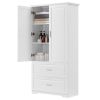 Tall Bathroom Storage Cabinet, Cabinet with Two Doors and Drawers, Adjustable Shelf, MDF Board