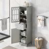 Tall Bathroom Cabinet, Freestanding Storage Cabinet with Drawer and Doors, MDF Board, Acrylic Door, Adjustable Shelf