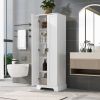 Storage Cabinet with Two Doors for Bathroom, Office, Adjustable Shelf, MDF Board